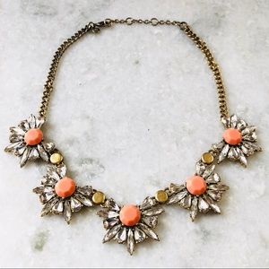 J. Crew Statement Necklace Orange with Crystals